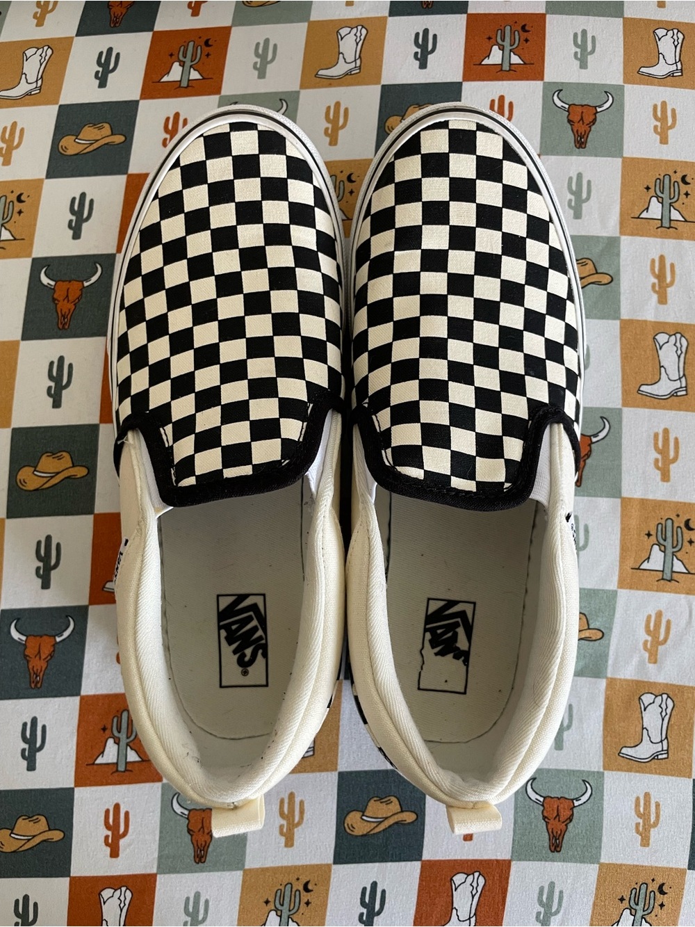 Vans Kids Checkerboard Slip-On Sneakers - Black & White
